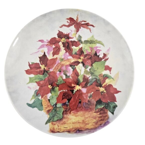 Formalities Baum Bros Poinsettia Basket Salad Dessert Luncheon Plates – Set of 4 - Picture 8 of 16